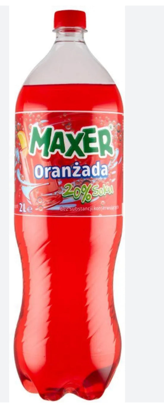 Napój Maxer Oranżada Czerwona 20% soku gazowany 2 l PET