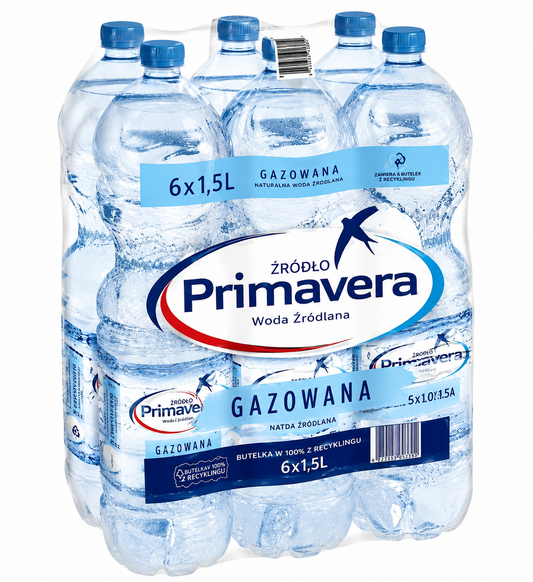 Primavera Gazowana 1,5L — zgrzewka 6 szt.