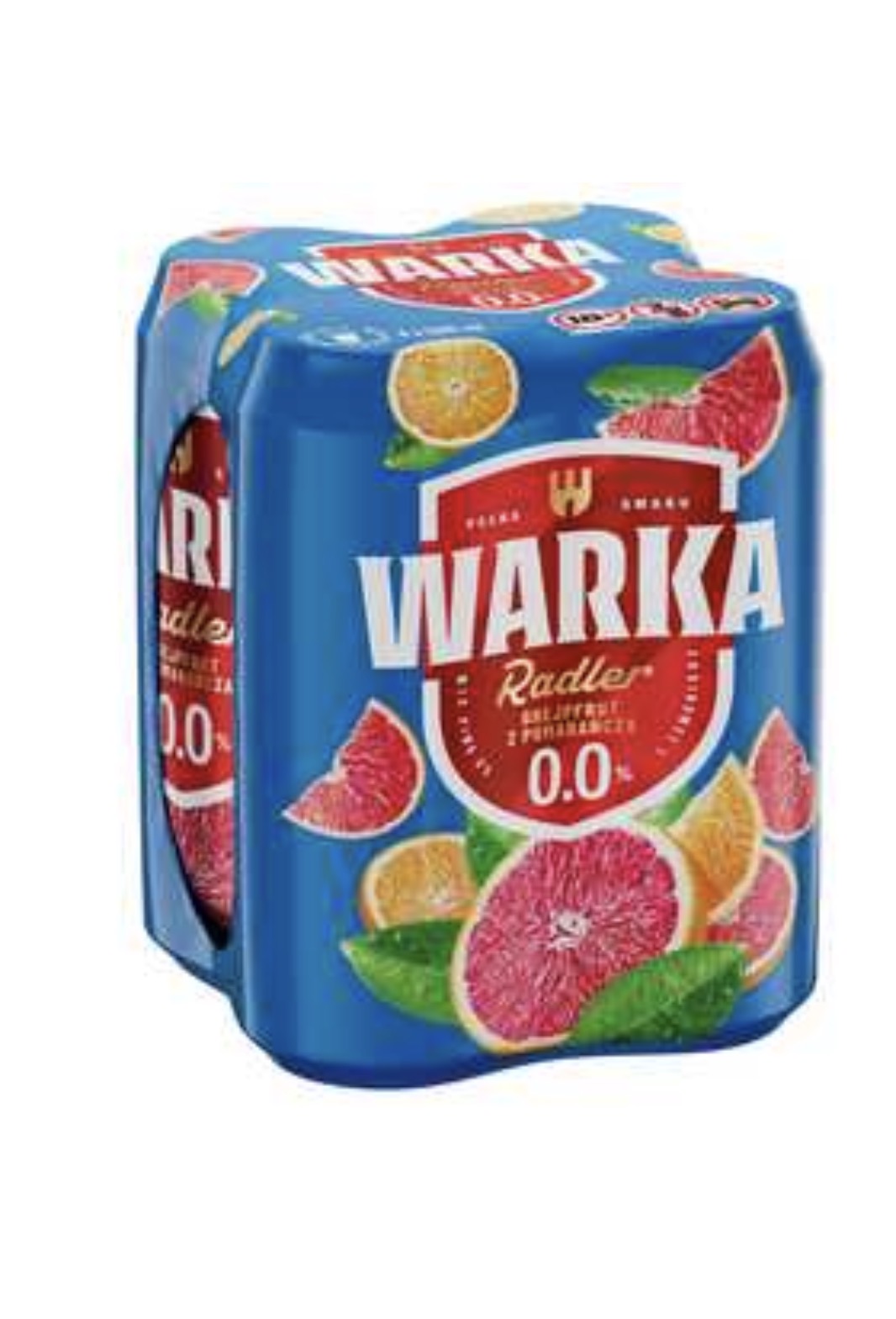 Piwo Warka Radler Grejpfrut-Pomarańcza 0% 4×0,5 l puszka
